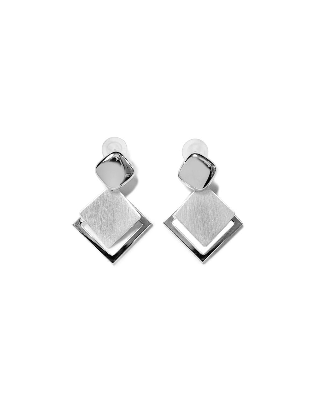 Stacked Rhombus Brushed Earrings