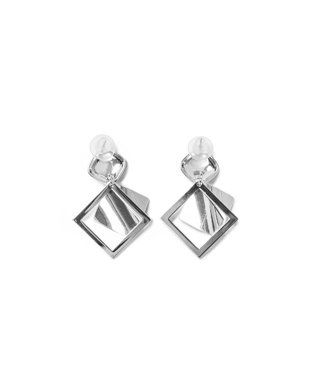 Stacked Rhombus Brushed Earrings