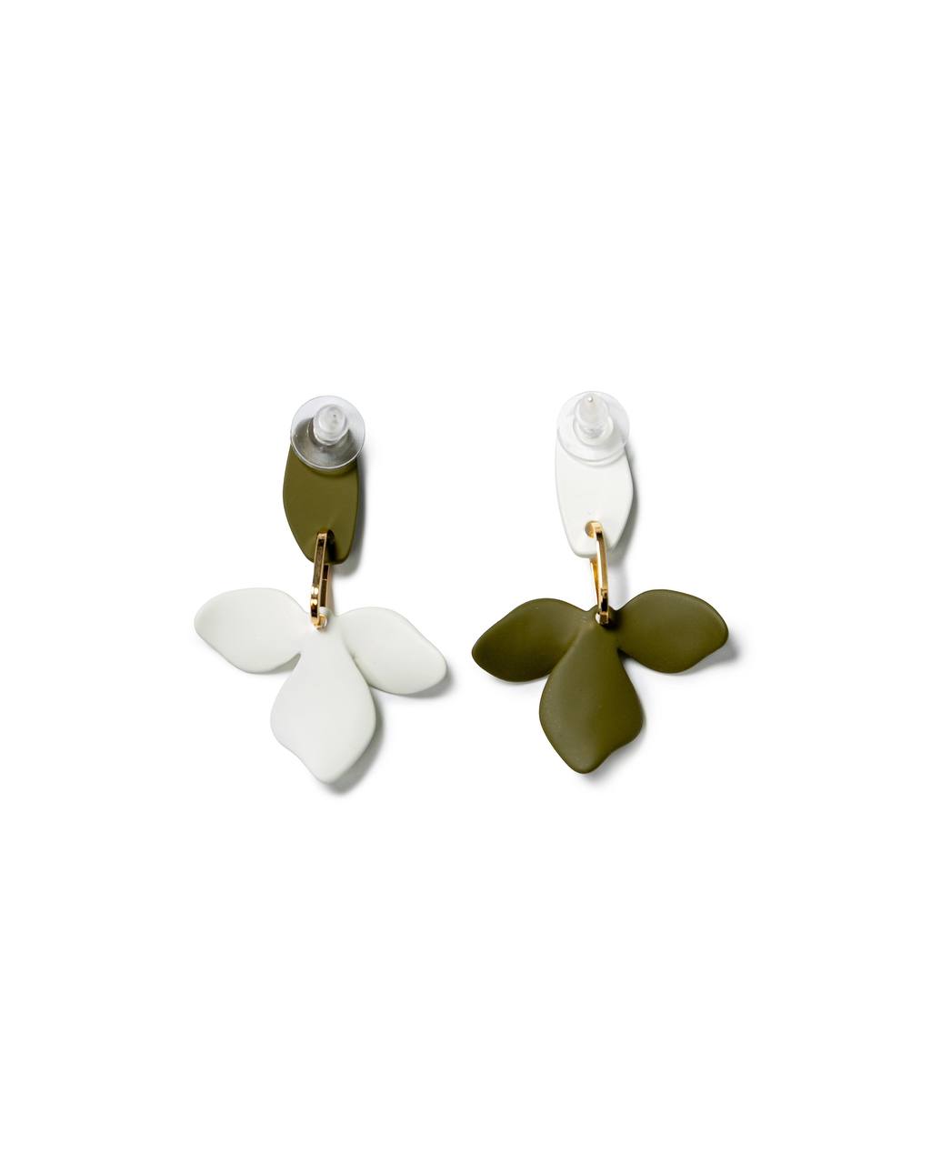 Olive Petal Drop Earrings
