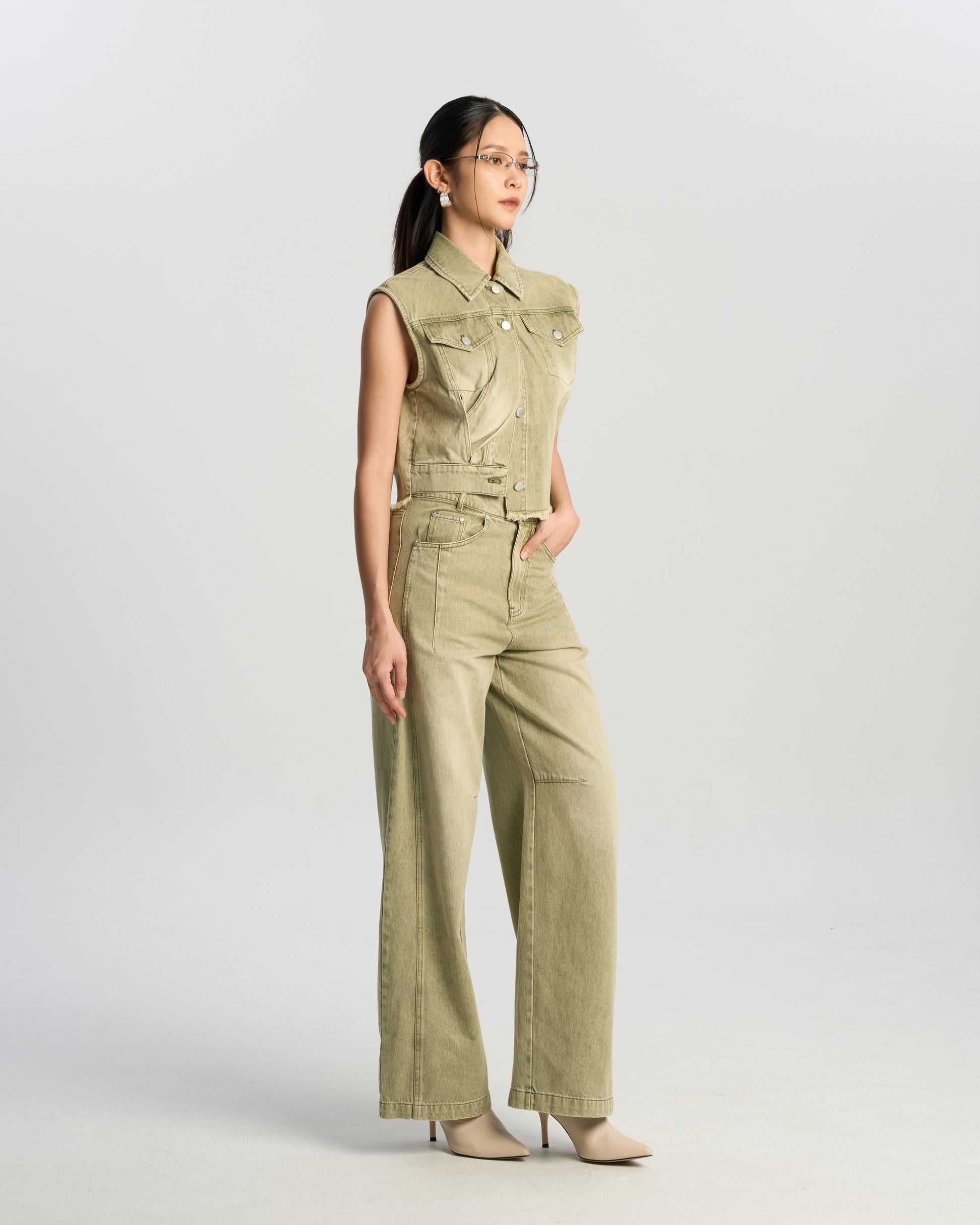 Asymmetric Sage Vest