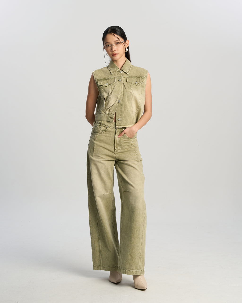 Asymmetric Sage Vest