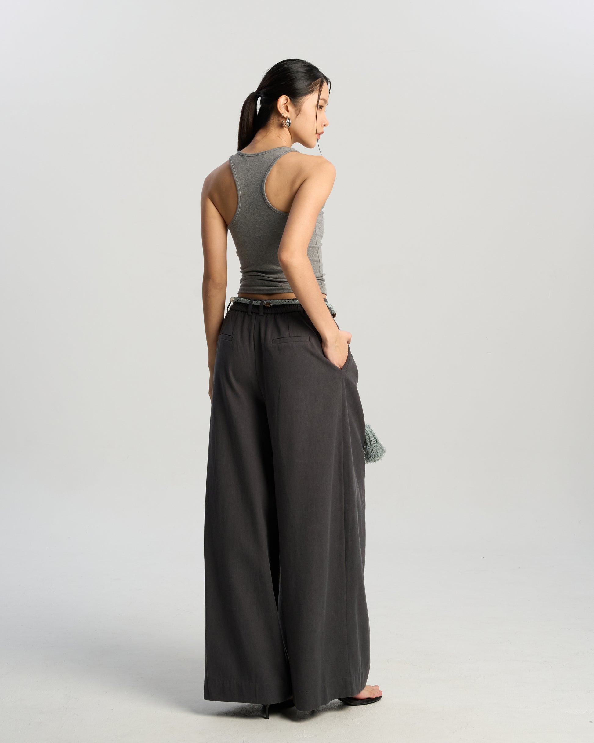 Tasseled Rope Wide-Leg Pant