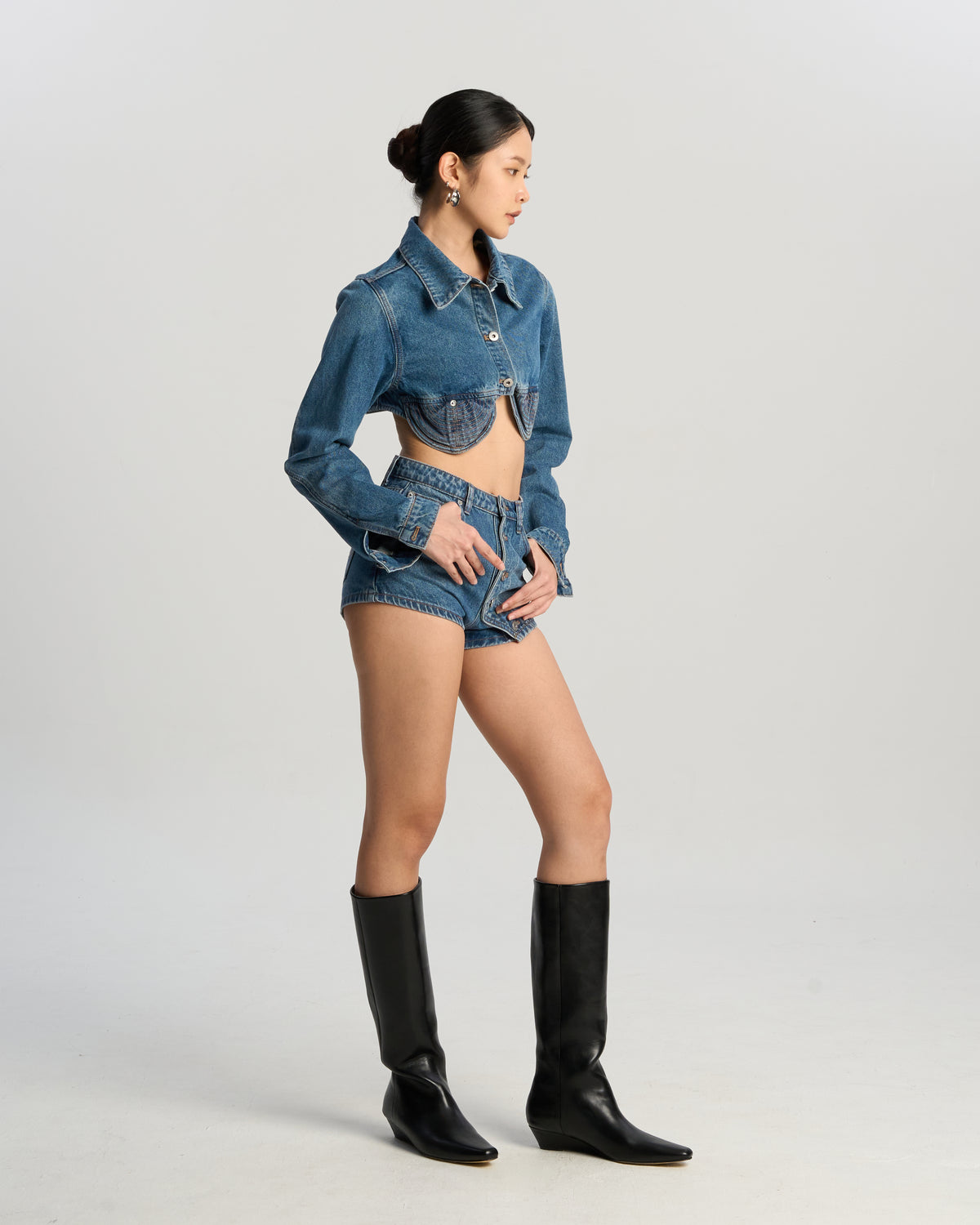 Curve Cut Denim Jacket
