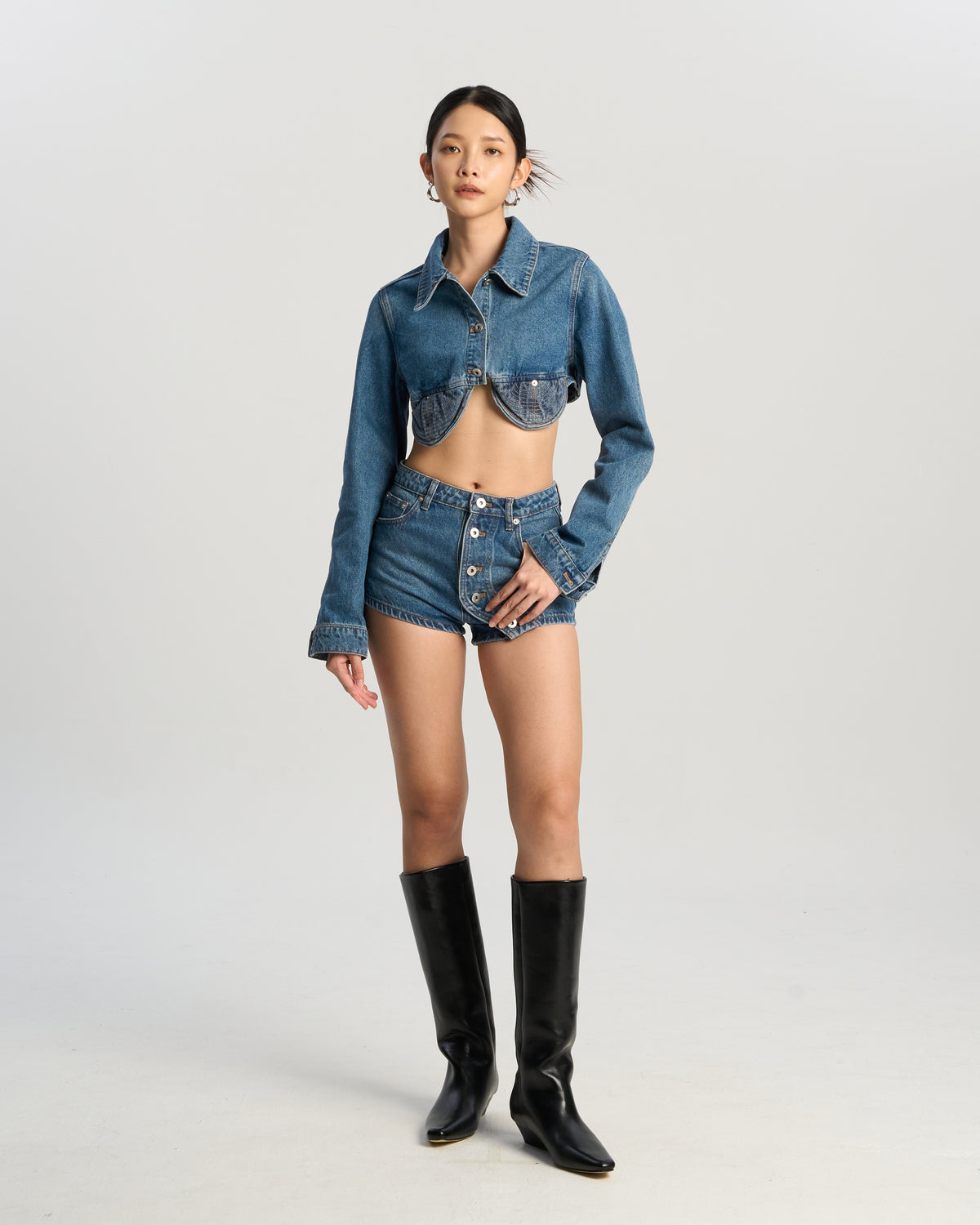 Curve Cut Denim Jacket