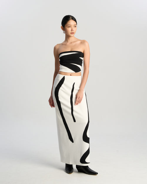 Abstract Line Midi Skirt