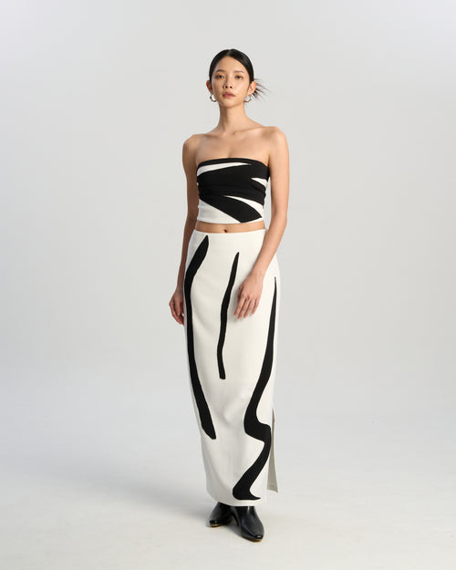 Abstract Line Midi Skirt