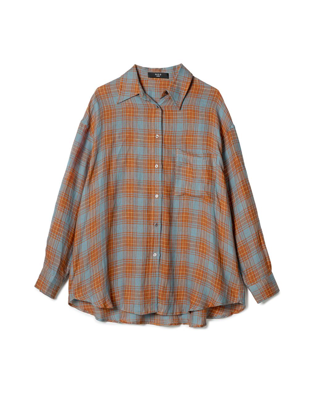 Oversized Linen Plaid Shirt