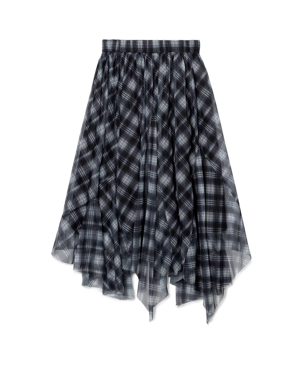 Asymmetric Plaid Skirt