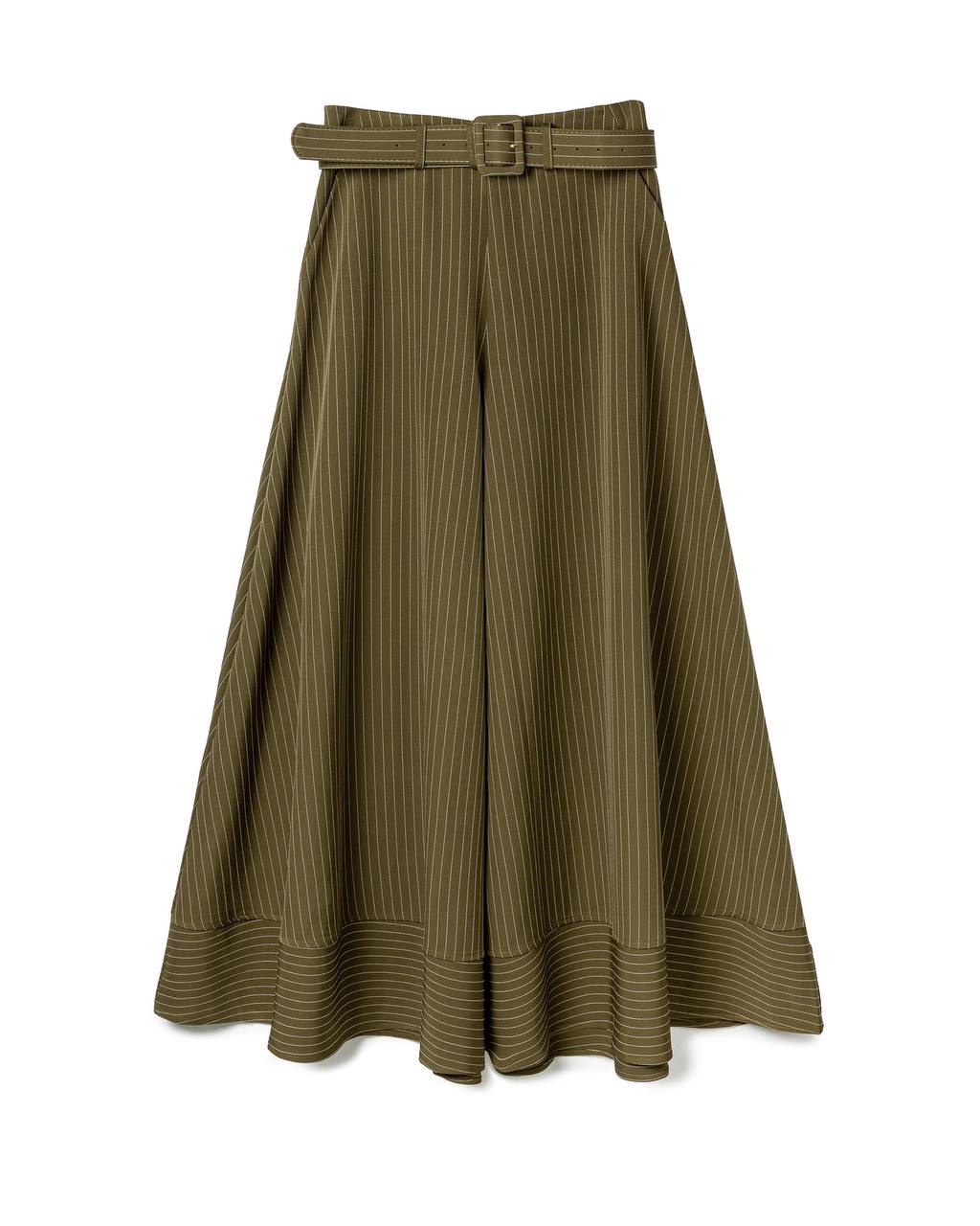 Elegant Belted Pinstripe Trousers