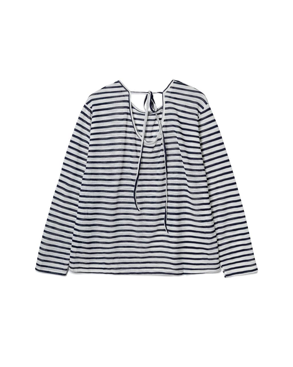 Casual Tie-Back Striped Top