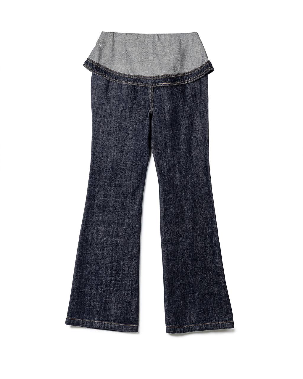 Structured Fold-Over Flare Jeans