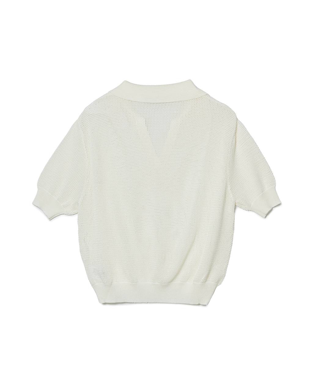 Minimalist Open-Knit Polo Shirt
