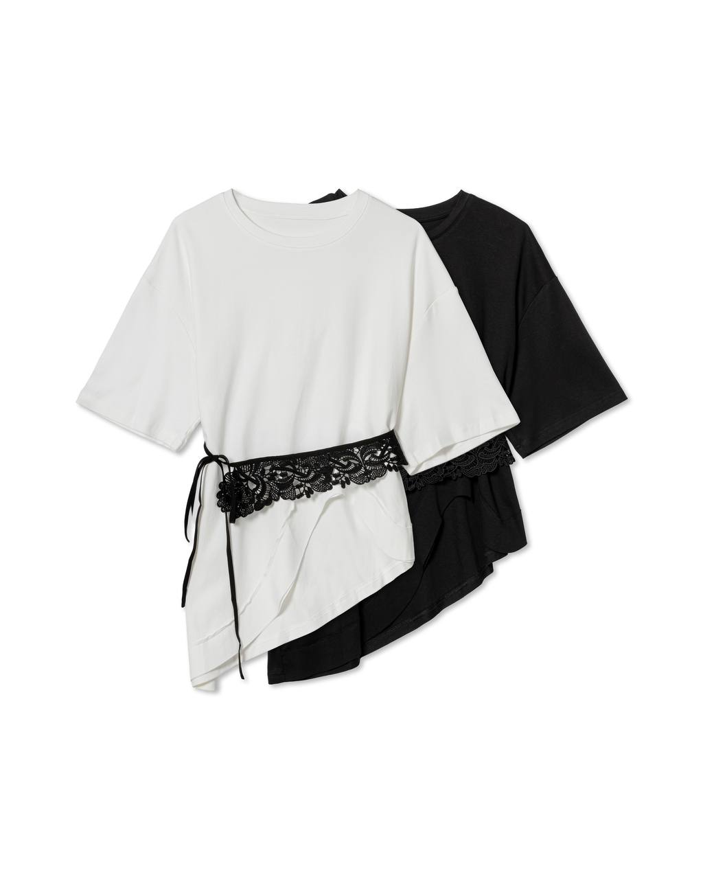 Lace-Trimmed Tie T-shirt