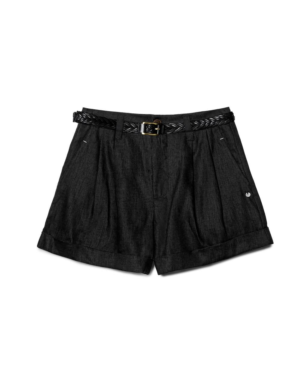 Classic Belted Linen Shorts