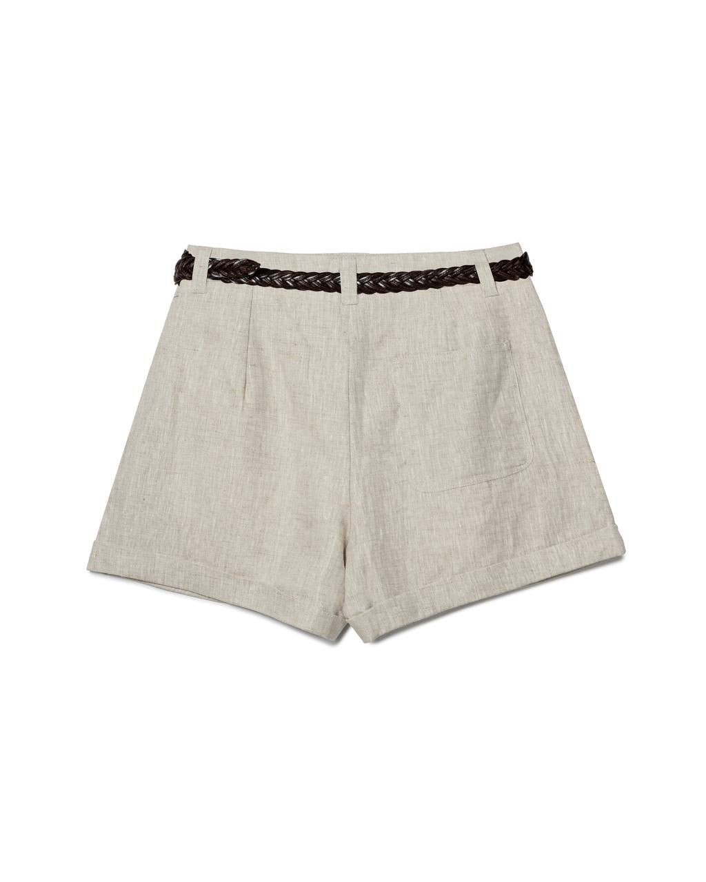 Classic Belted Linen Shorts