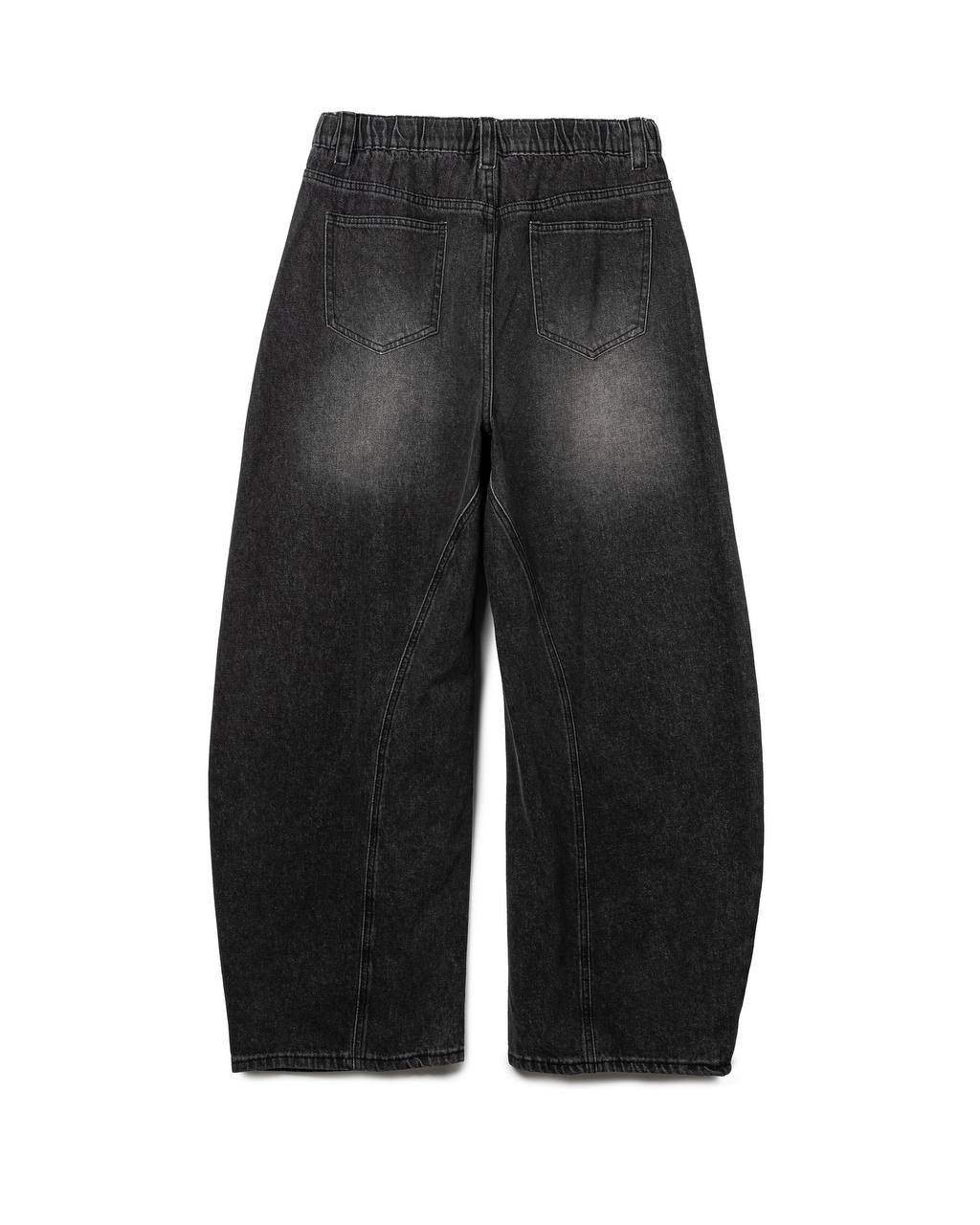 Washed Denim Barrel-Leg Jeans