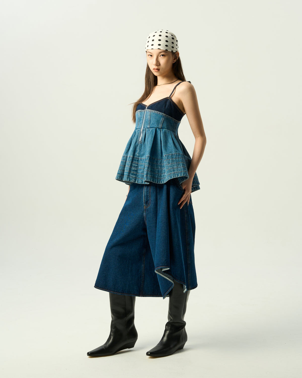 Split Denim Cami Top