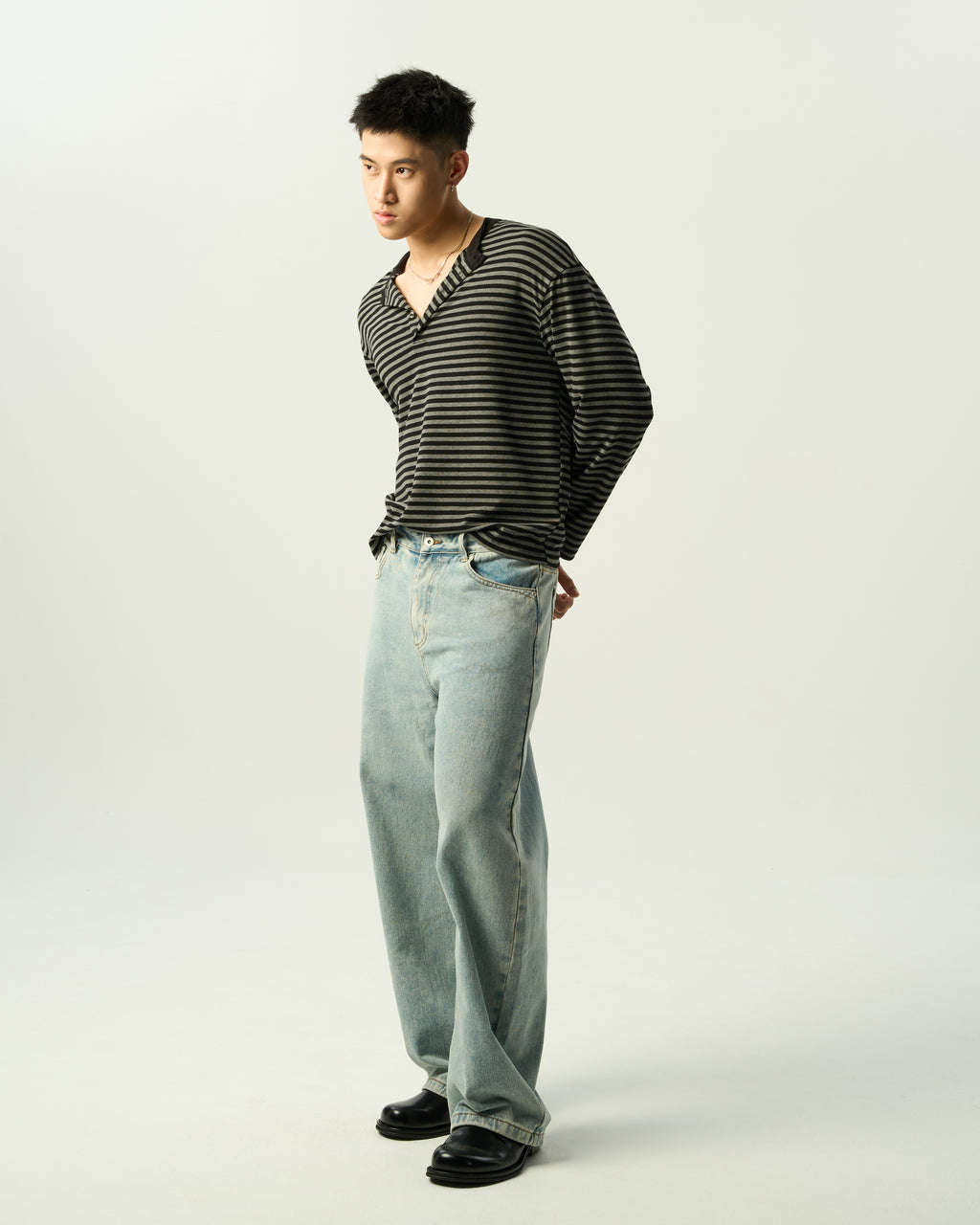 Relaxed Striped Henley