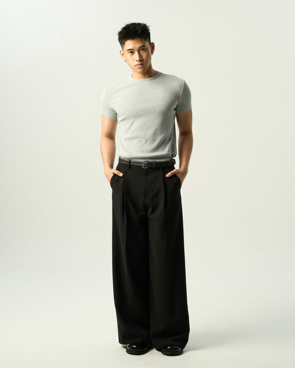 Ribbed Crew-Neck Knit Top