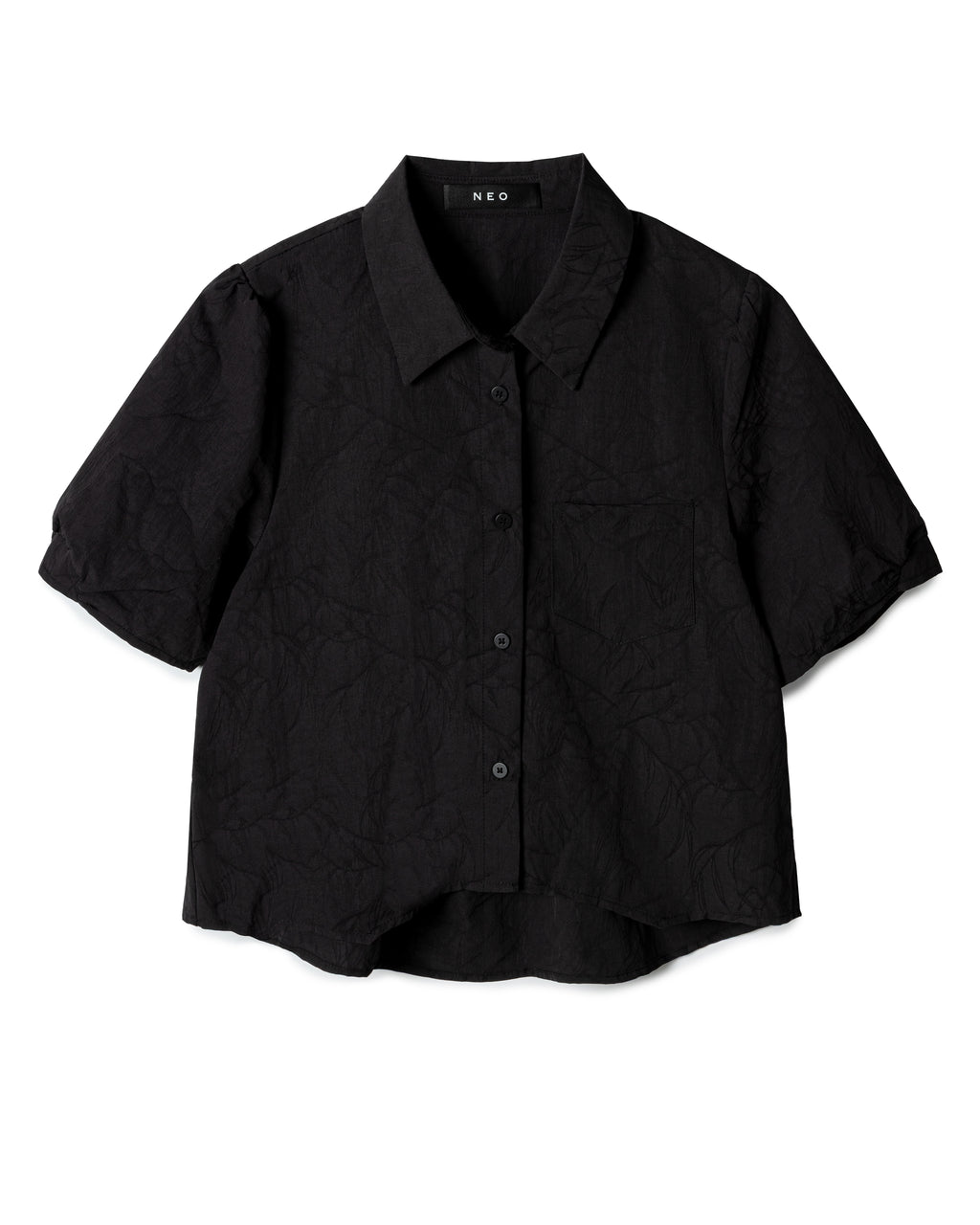 Cropped Crinkled Short-Sleeved Shirt