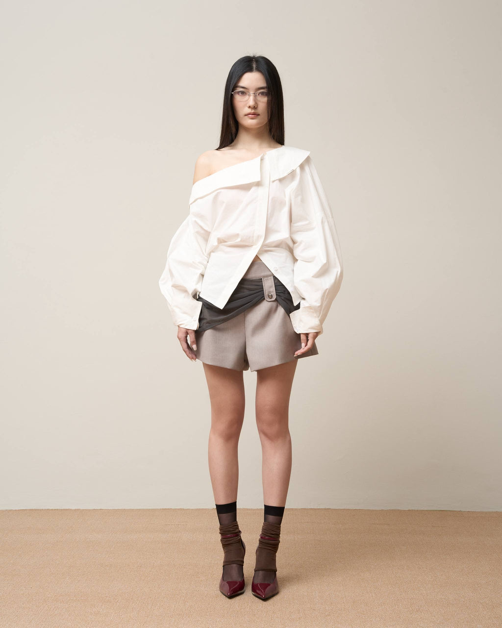 Vol.3 Ch.2 Structured Ruched-Mesh Shorts