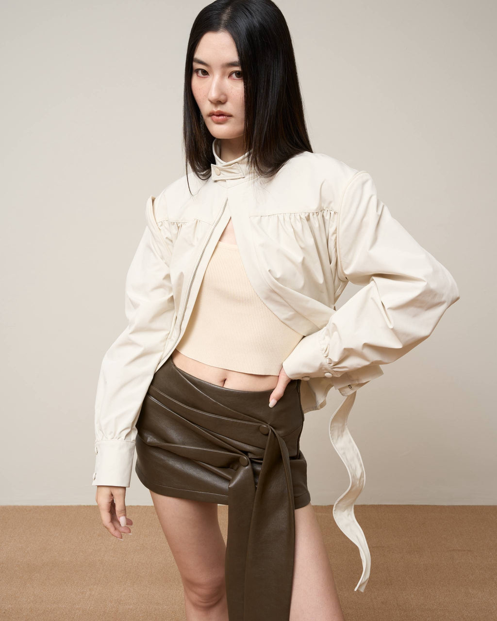 Vol.3 Ch.2 Asymmetrical Drape-Tie Mini Skirt