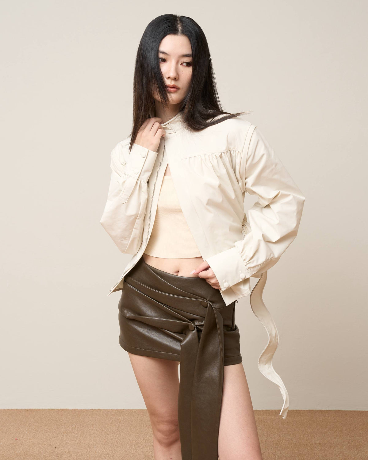Vol.3 Ch.2 Asymmetrical Drape-Tie Mini Skirt
