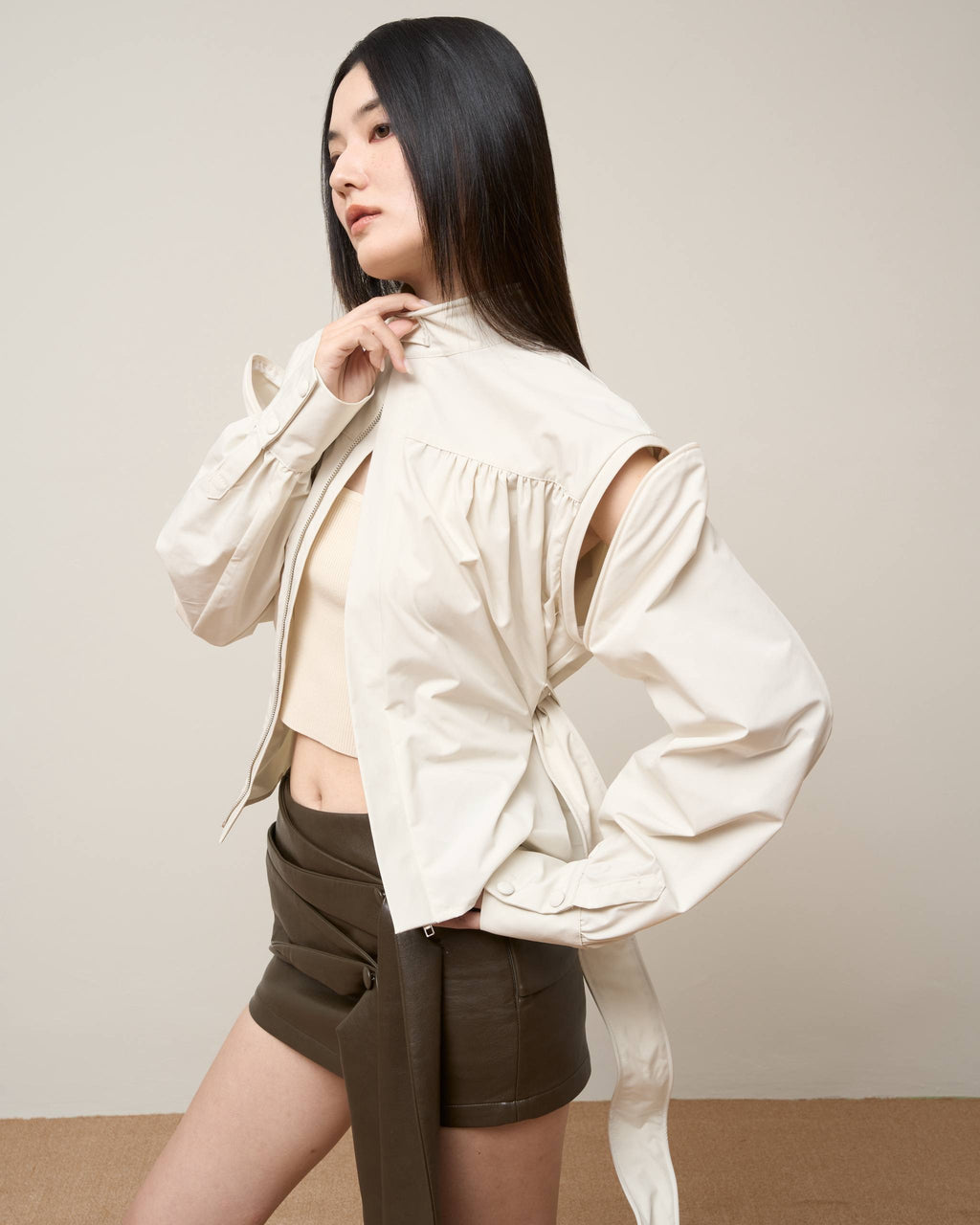 Vol.3 Ch.2 Asymmetrical Drape-Tie Mini Skirt