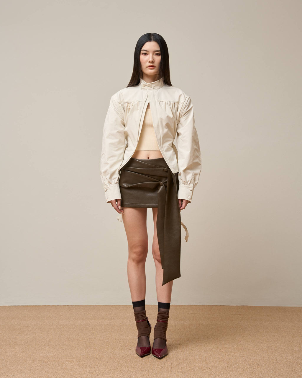 Vol.3 Ch.2 Asymmetrical Drape-Tie Mini Skirt