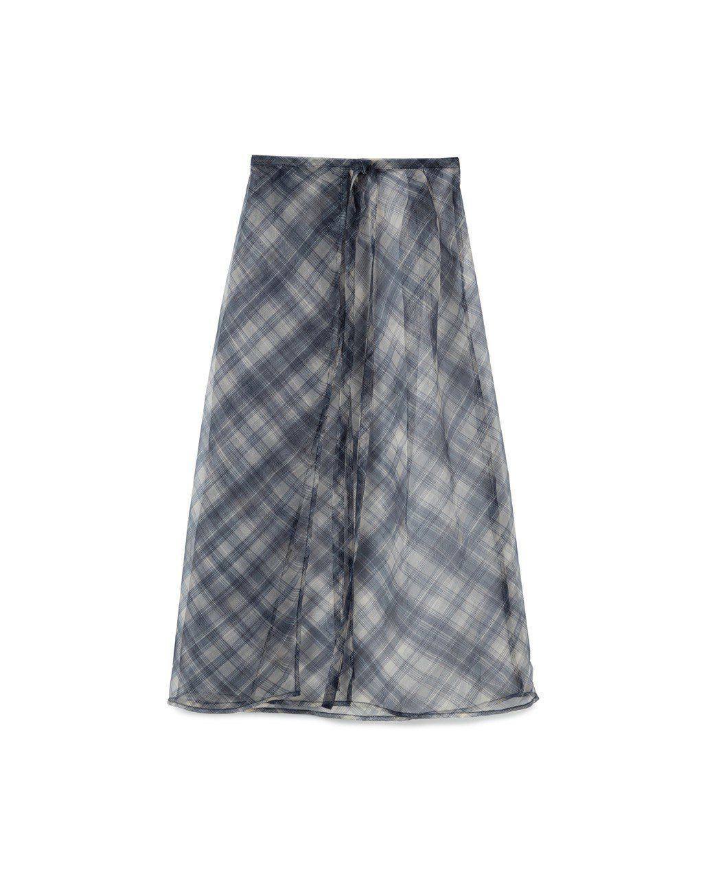 Sheer Plaid Tie Skirt