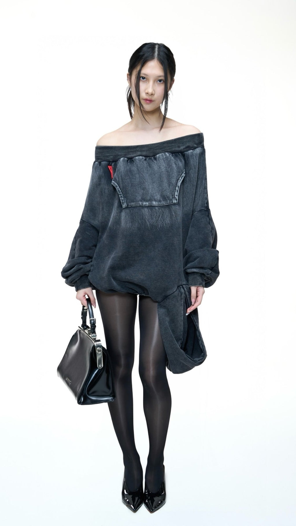 DOUBLE BACK Black Upside Down Hoodie