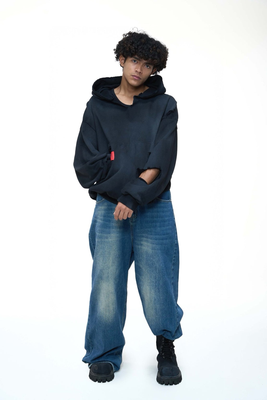 DOUBLE BACK Ripped Hoodie