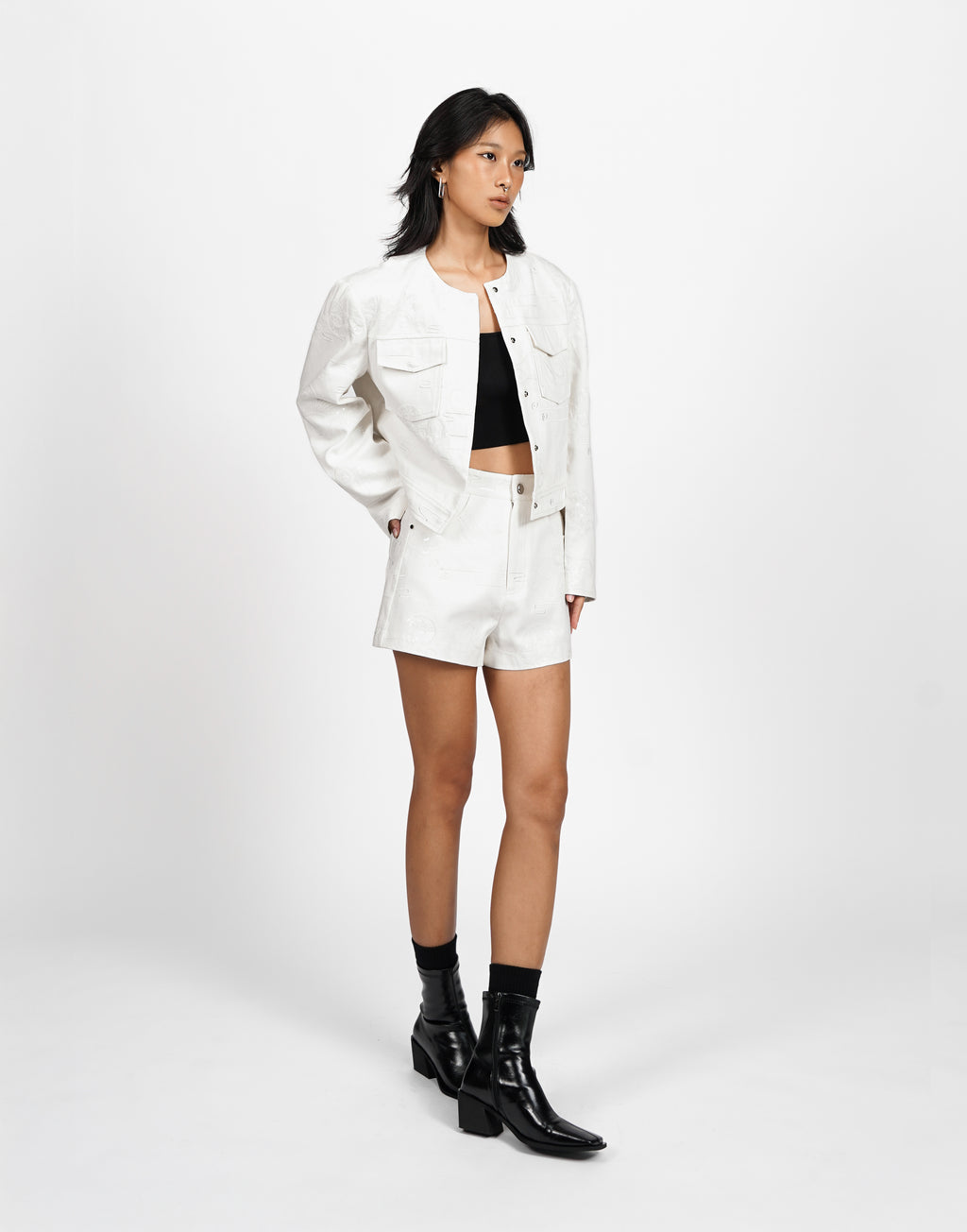 Embroidered Textured Coat
