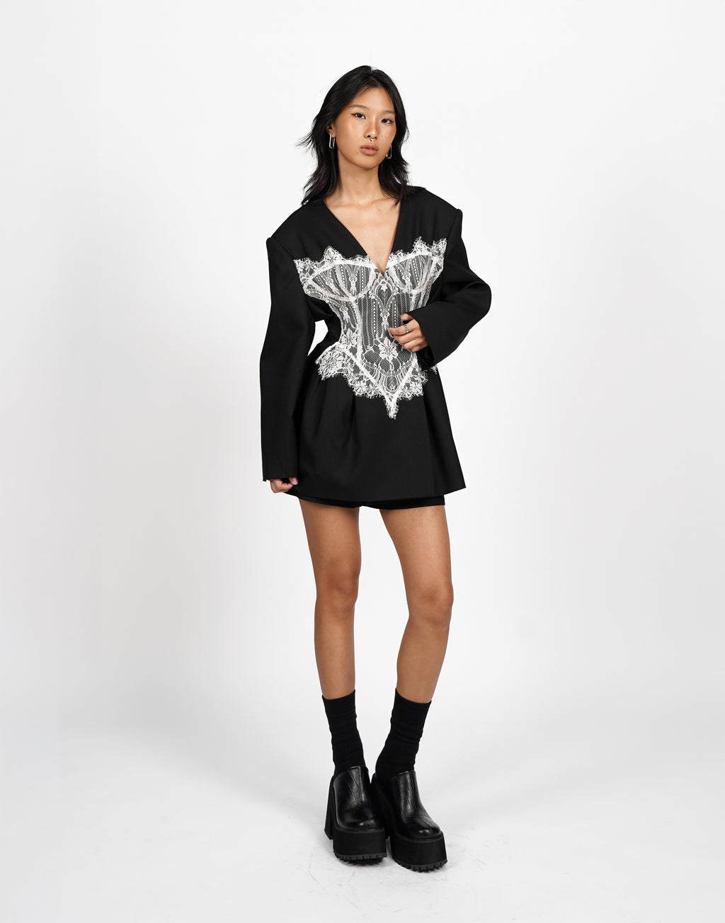 Lace Panel Blazer