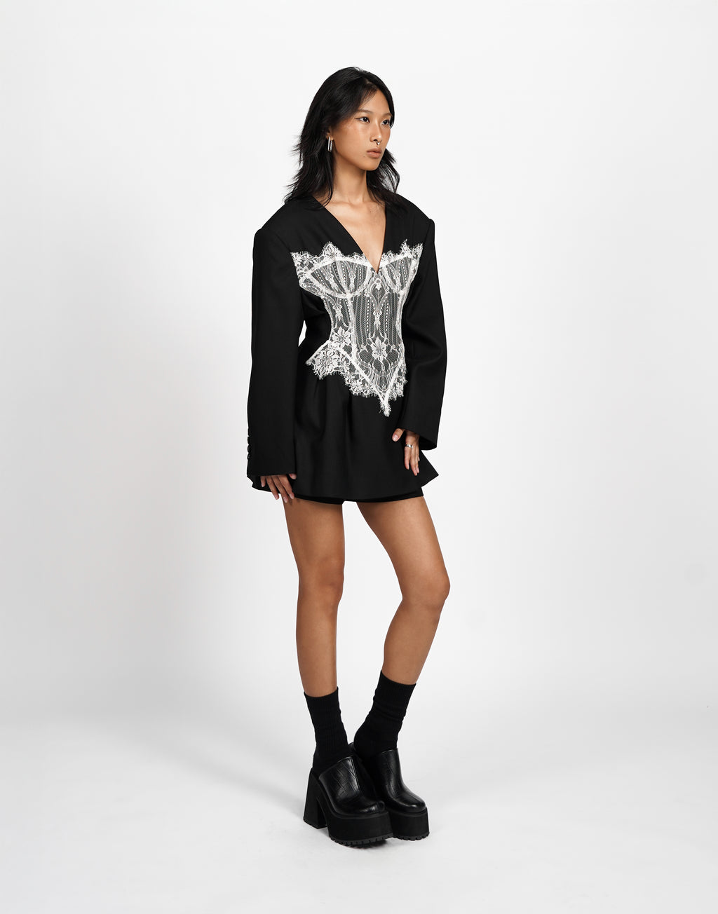 Lace Panel Blazer