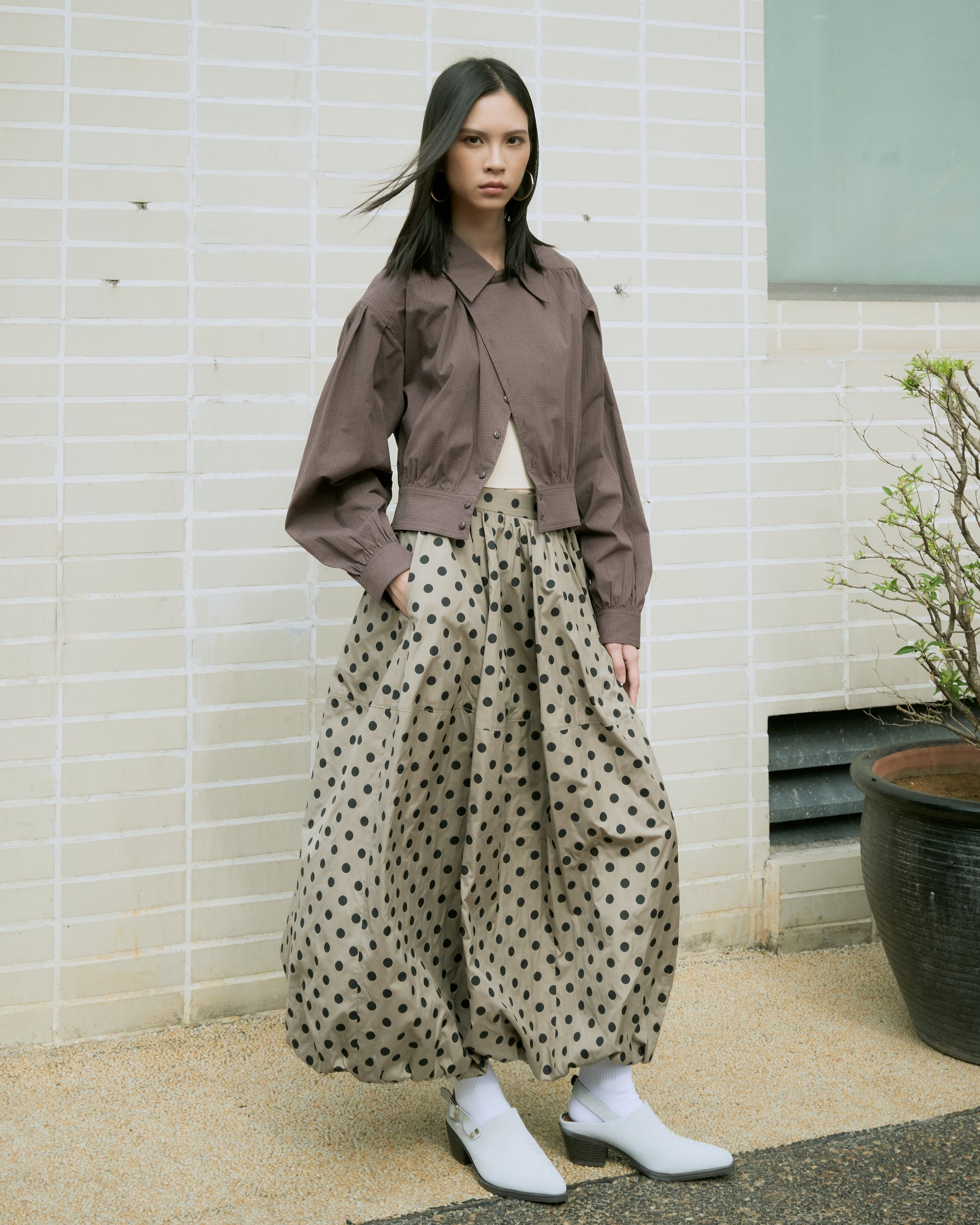 Gathered Cropped Shirt