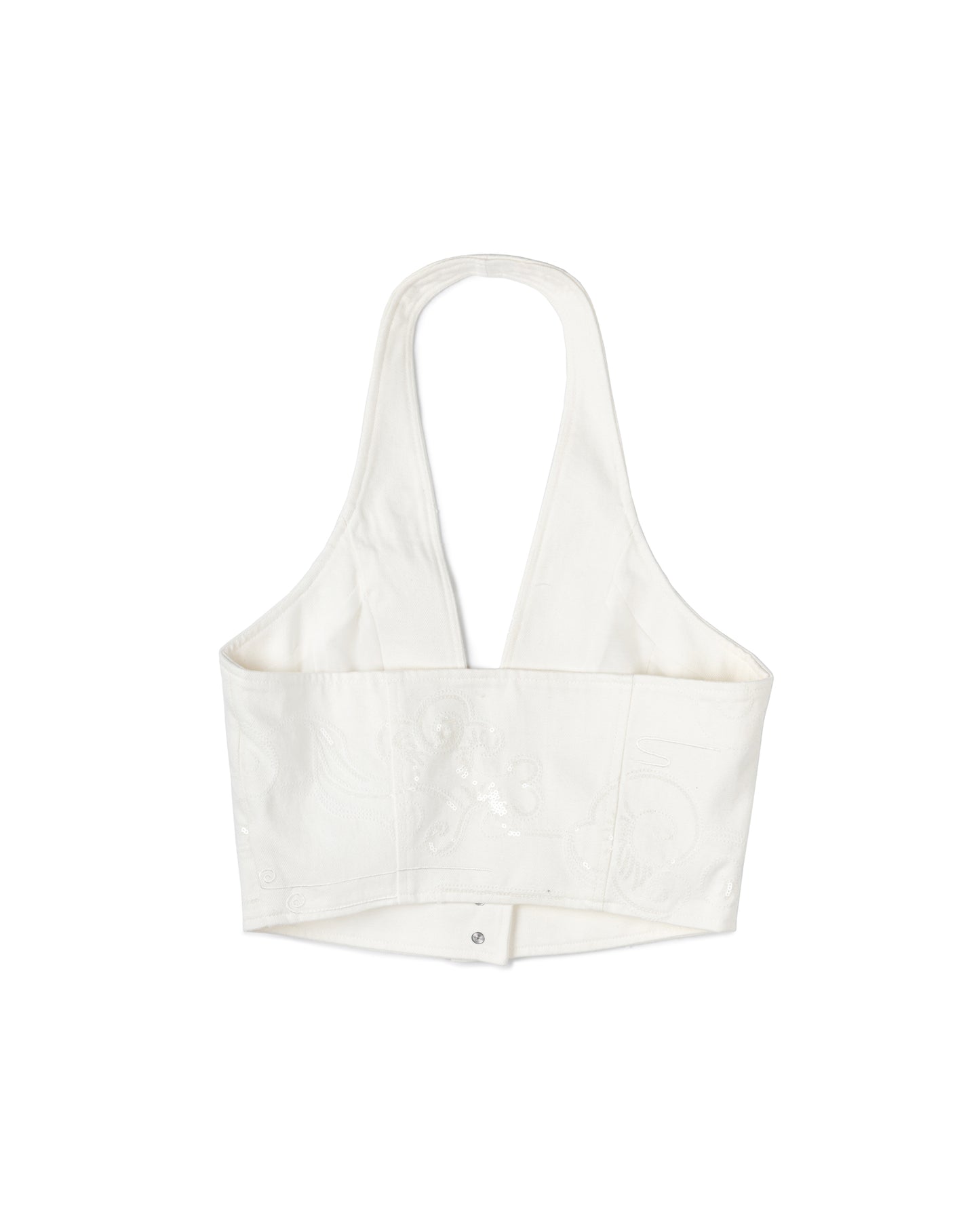 Embroidered Textured Halter Top