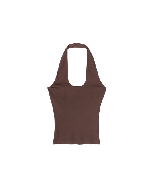 Halter V-neck Knit Top