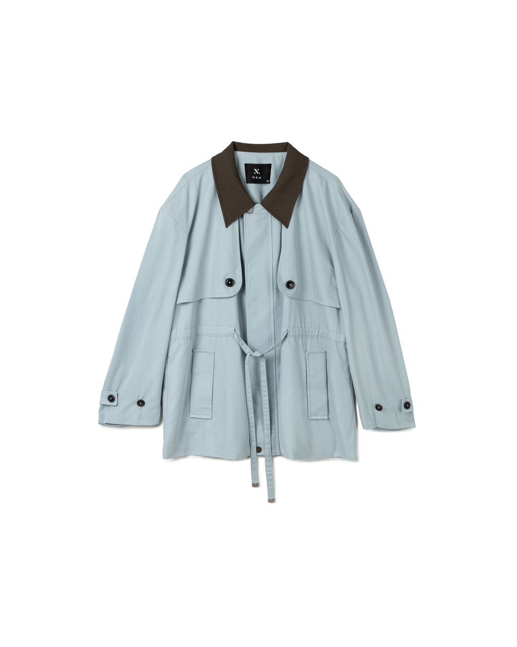 Contrast Collar Drawstring Utility Jacket