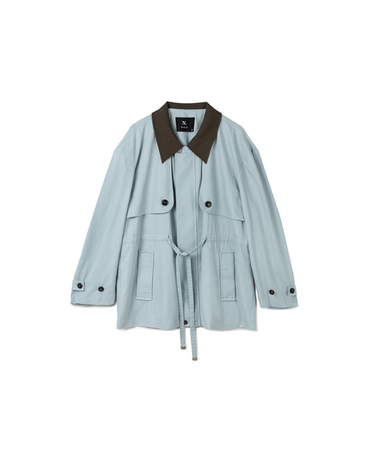 Contrast Collar Drawstring Utility Jacket