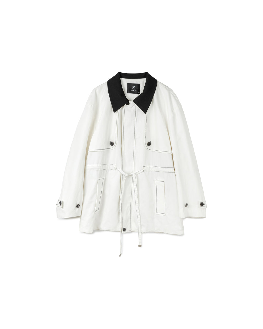 Contrast Collar Drawstring Utility Jacket