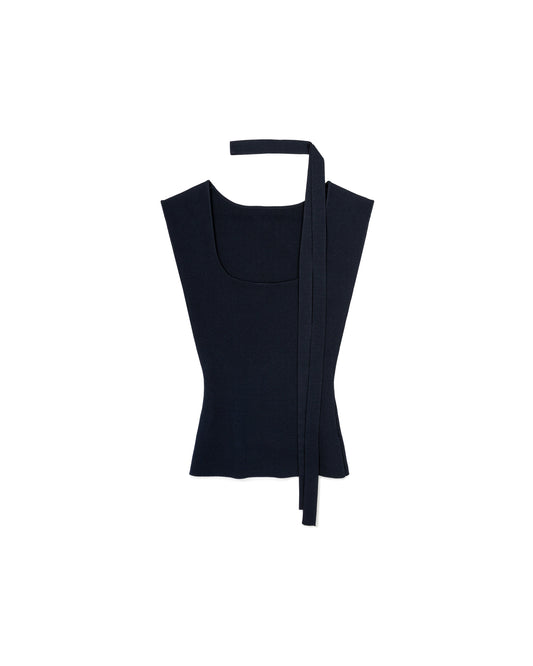 Cinched Waist Knit Top with Tie