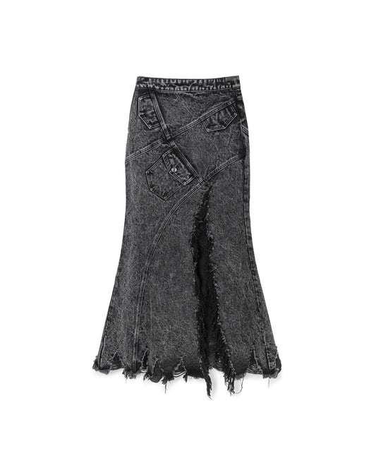 Washed Denim Mermaid Skirt