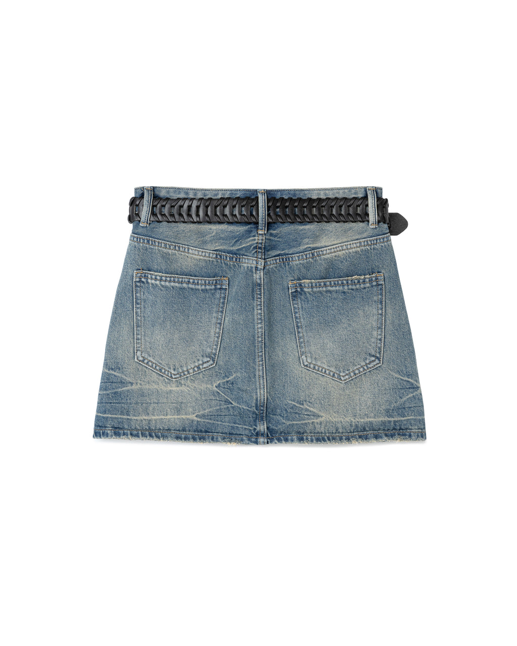 Denim Gradient Belted Mini Skirt