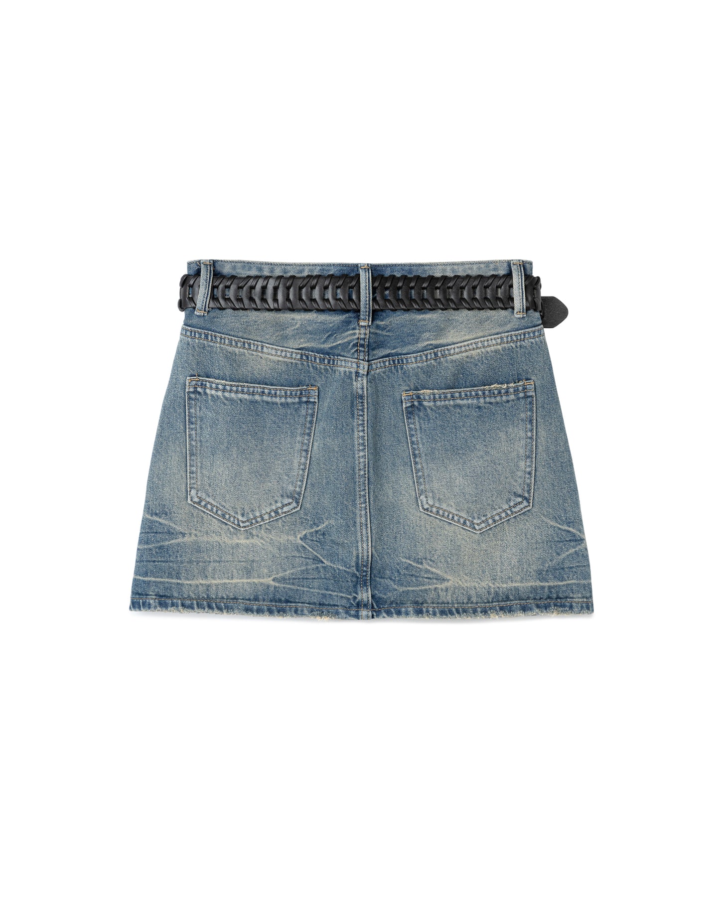 Denim Gradient Belted Mini Skirt
