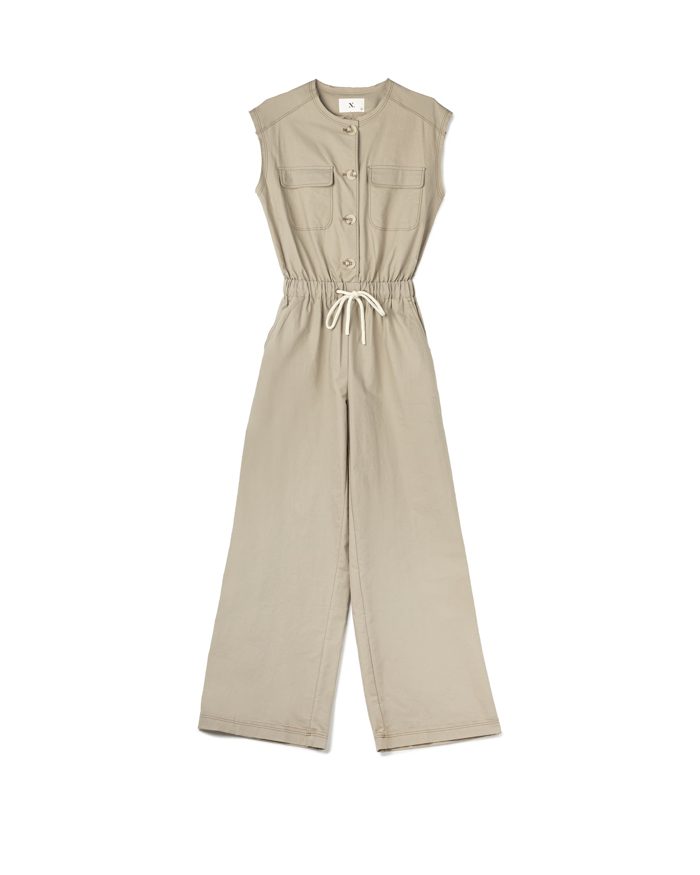 Sleeveless Jumpsuit with Elastic Waist