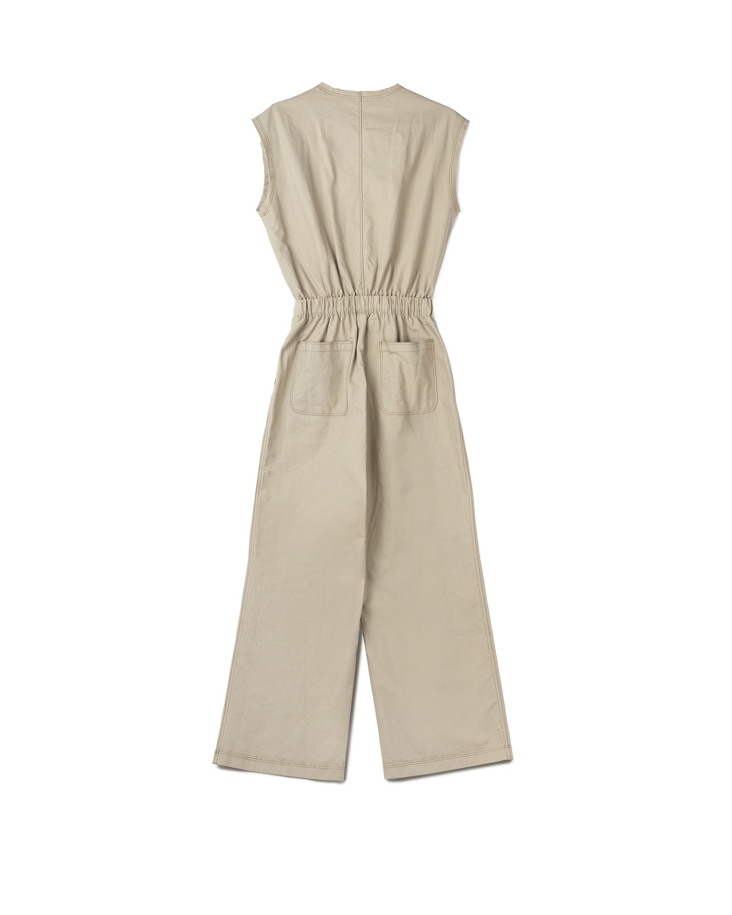 Sleeveless Jumpsuit with Elastic Waist