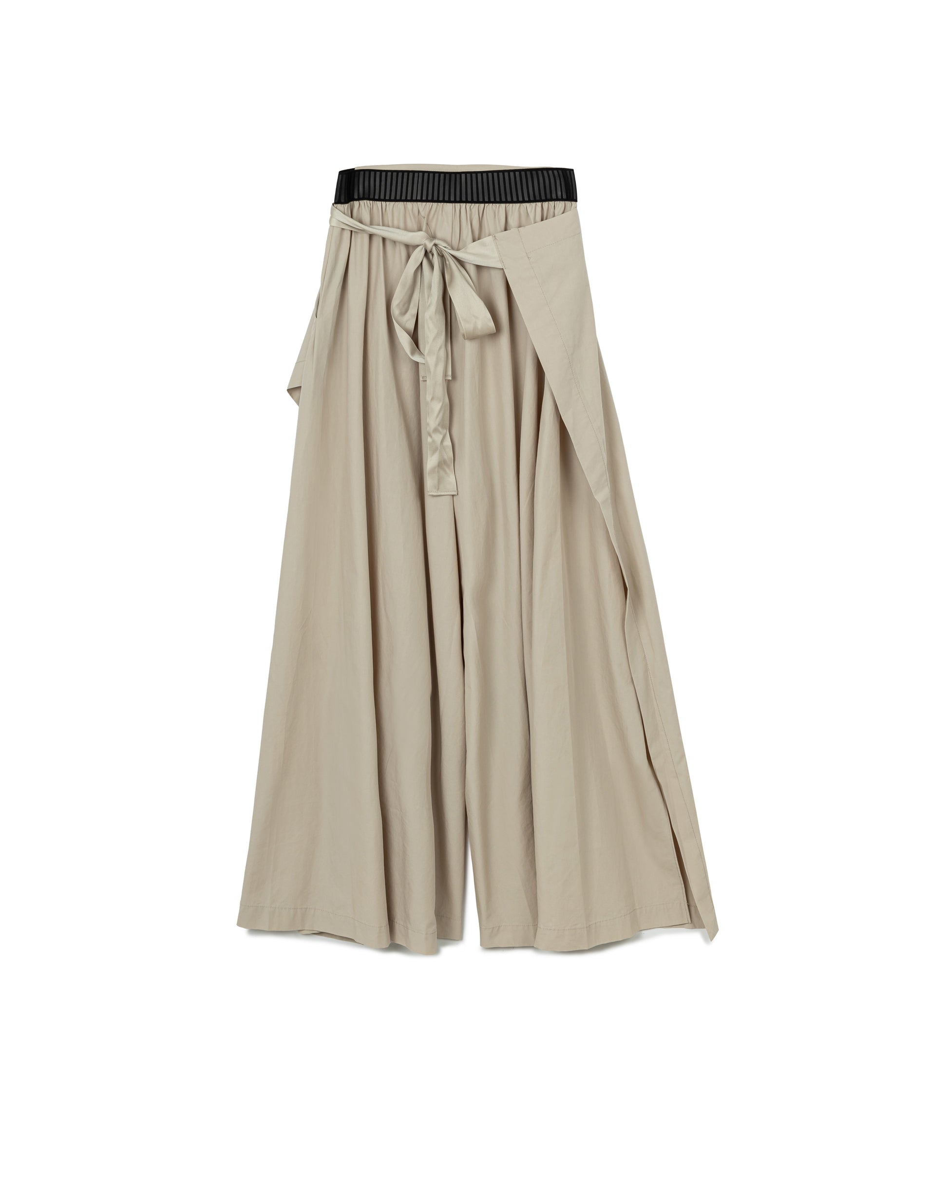 Contrast Waist Wrap Pants