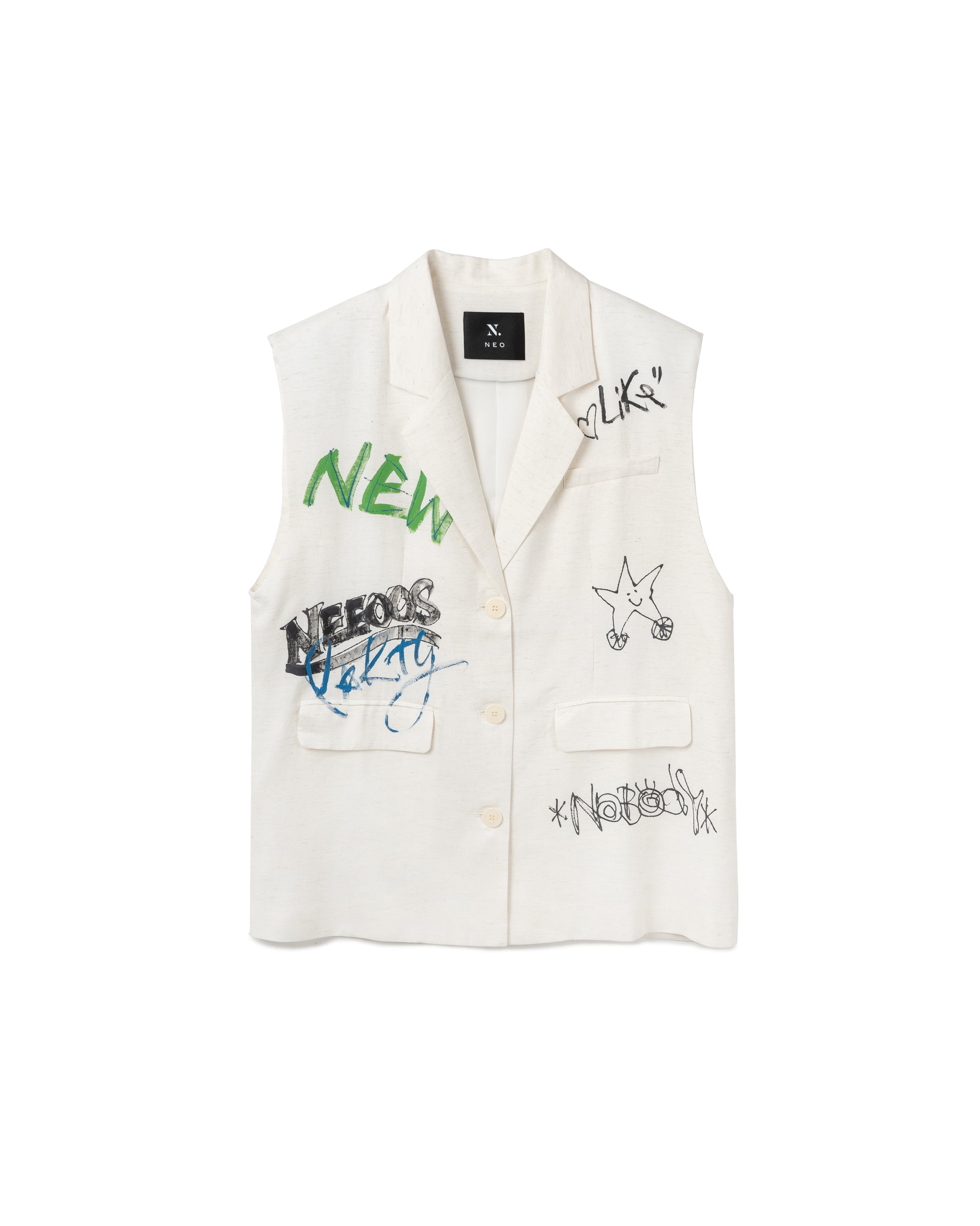 Graffiti Buttoned Vest