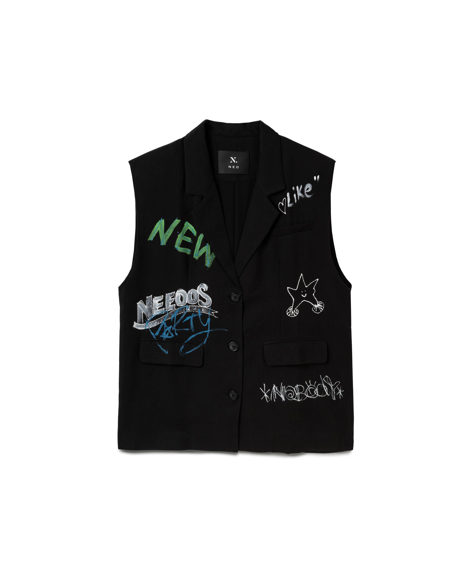 Graffiti Buttoned Vest